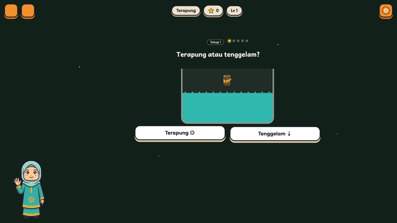 Permainan Terapung — uji objek terapung atau tenggelam
