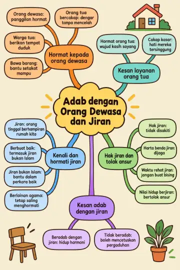 Poster peta minda Adab dengan Orang Dewasa dan Jiran