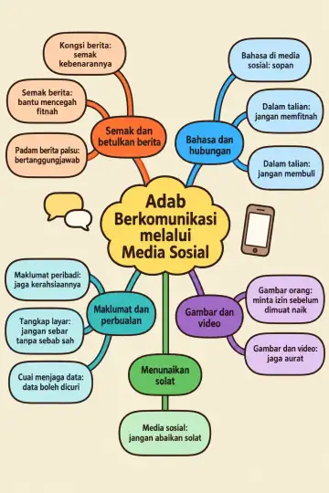 Poster peta minda Adab Berkomunikasi melalui Media Sosial