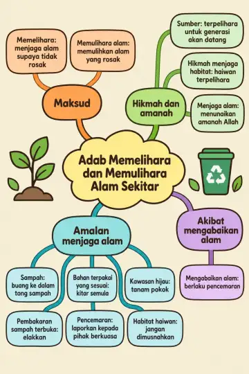 Poster peta minda Adab Memelihara dan Memulihara Alam Sekitar
