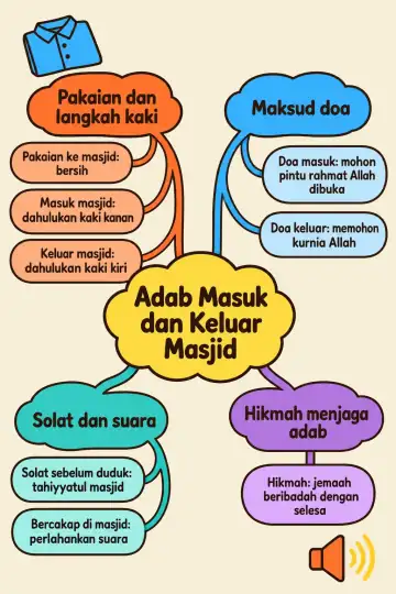 Poster peta minda Adab Masuk dan Keluar Masjid