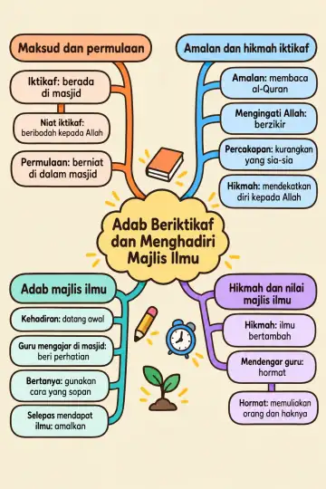 Poster peta minda Adab Beriktikaf dan Menghadiri Majlis Ilmu