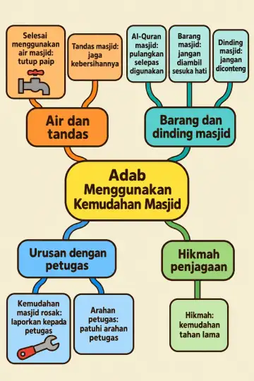 Poster peta minda Adab Menggunakan Kemudahan Masjid