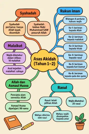 Poster peta minda Asas Akidah (Tahun 1–2)