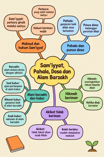 Poster peta minda Sam'iyyat, Pahala, Dosa dan Alam Barzakh