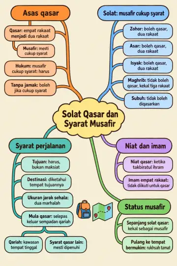 Poster peta minda Solat Qasar dan Syarat Musafir