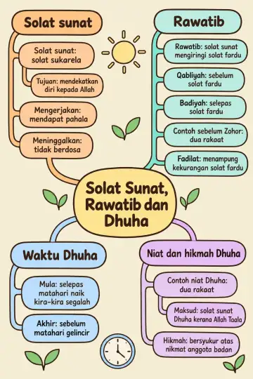 Poster peta minda Solat Sunat, Rawatib dan Dhuha