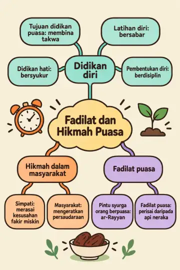 Poster peta minda Fadilat dan Hikmah Puasa