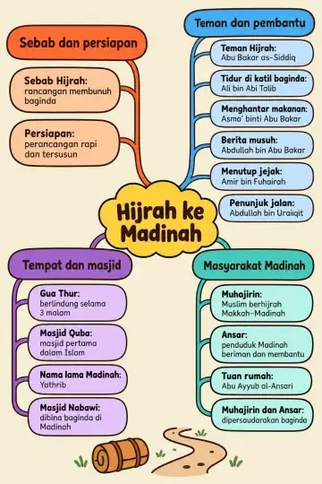 Poster peta minda Hijrah ke Madinah
