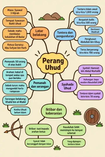 Poster peta minda Perang Uhud