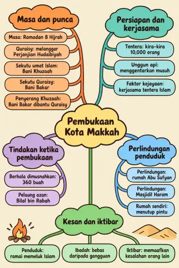 Poster peta minda Pembukaan Kota Makkah