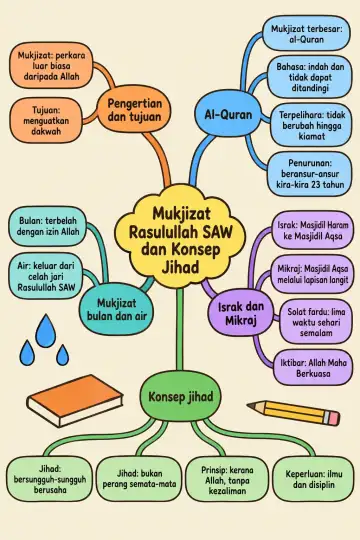 Poster peta minda Mukjizat Rasulullah SAW dan Konsep Jihad